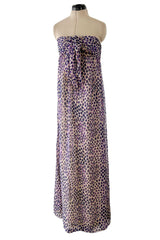 Gorgeous Spring 1977 Givenchy Runway Ad Campaign Strapless Purple Silk Chiffon Dress