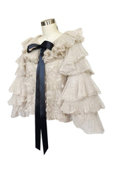 Fall 2009 Chanel Gossamer Mohair Knit Ruffled Sleeve Fantasy Evening Jacket