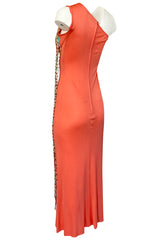 Early 1970s Bob Mackie Ray Aghayan One Shoulder Beaded Jersey Dress