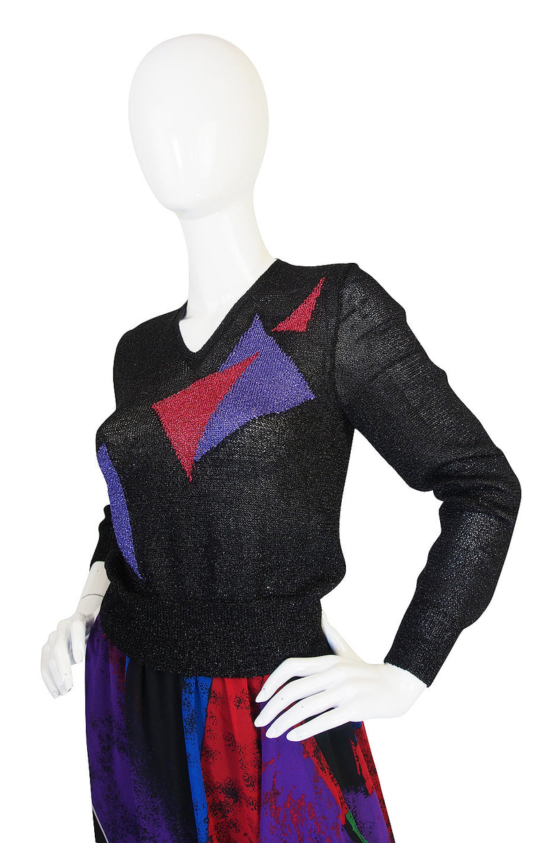 Incredible 1970s Hanae Mori Silk Chiffon Skirt & Knit Top