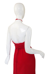 1970s Bill Blass Red Silk Halter Top & Skirt