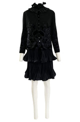 Documented Fall 1994 Valentino Haute Couture Hand Beaded & Pleated Top, Skirt & Jacket Suit Set