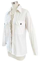 Early 2000s Tom Ford for Yves Saint Laurent Front Lace White Safari Shirt