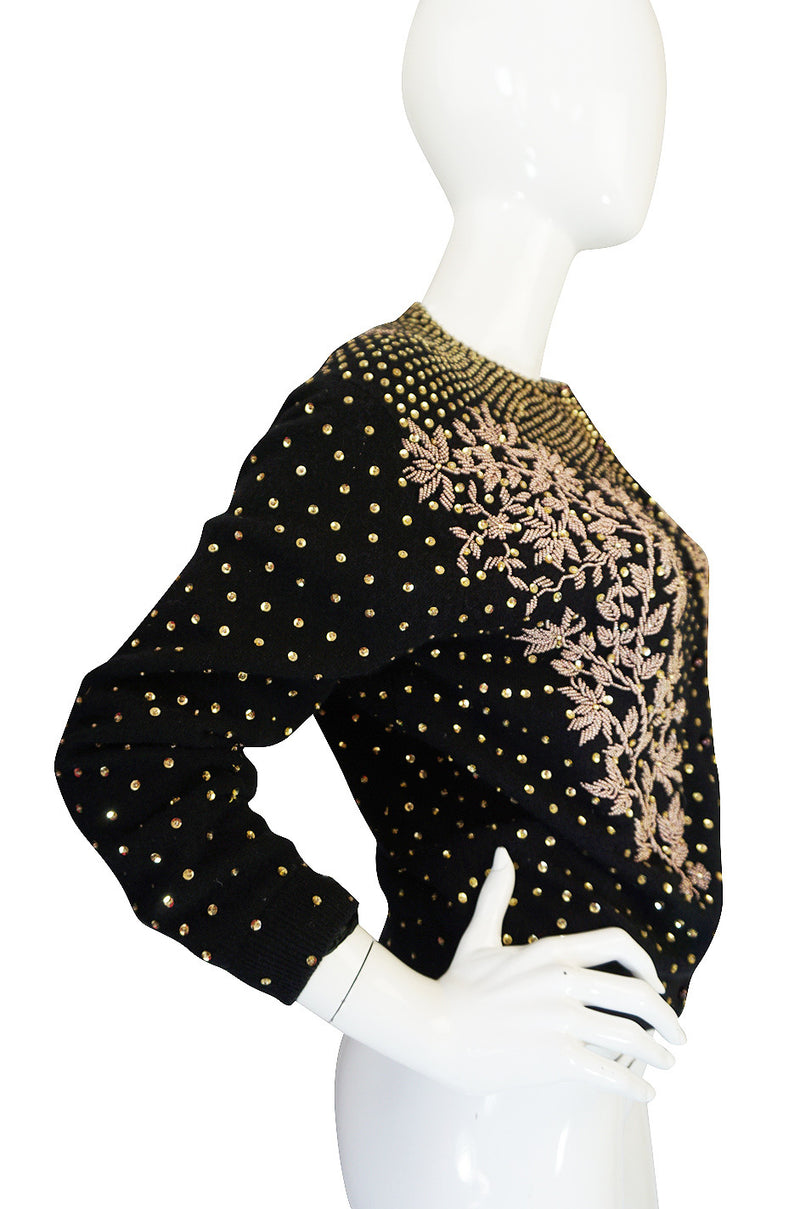 1950s Gold Sequin & Rose Gold Beaded Cashmere Sweater
