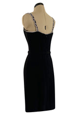 1960s Christian Dior Numbered Demi-Couture Dress w Glittering Crystal Rhinestone Straps