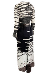 1996 Hanae Mori Haute Couture Hand Beaded Silk Chiffon & Printed Silk Dress