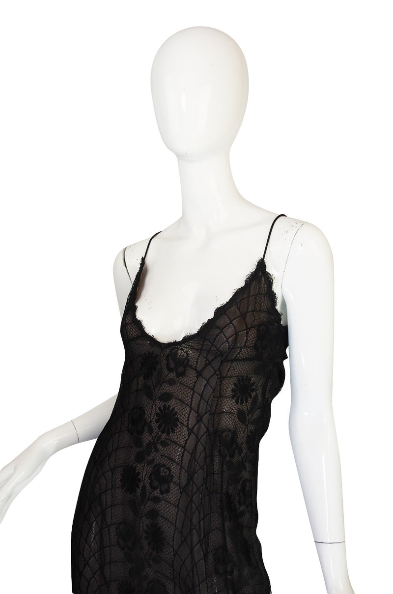 1970s Fine Lace Sexy James Galanos Couture Slip Dress
