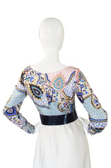 1970s Jean Varon Print Dress & Patent Belt