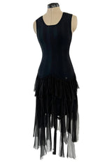 Cruise 2002 Chanel by Karl Lagerfel Cashmere Knit Dress w Silk Chiffon Ribbon Skirt