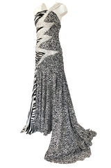 Fall 2008 Balmain by Christophe Decarnin Runway Zebra & Leopard Print Dress w Crystal Bolt