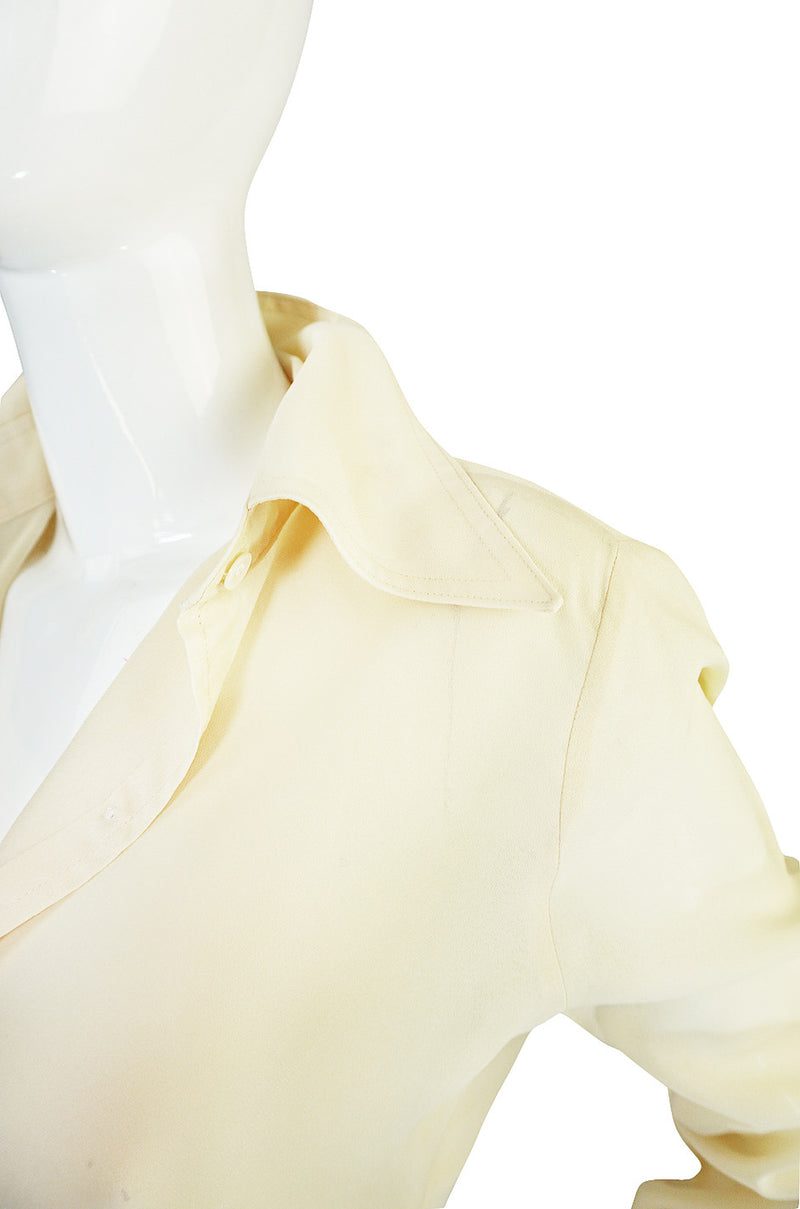 1960s Jeff Banks Pointed Collar Cream Button Shirt