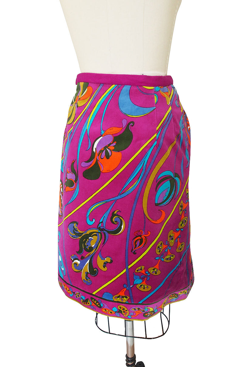 1960s Vibrant Emilio Pucci Velvet Skirt