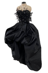Extraordinary Fall 1996 Nina Ricci by Girard Pipard Haute Couture Feather & Beaded Silk Dress