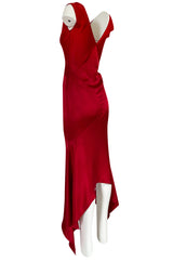 Early 2000s Christian Dior by John Galliano Red Silk Satin Bias Cut Dress