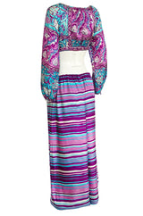 Spring 1970 Donald Brooks Documented Cropped Top & Pants Silk Set