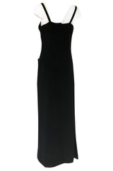 Extraordinary 1970s Bill Blass Black Cashmere Front Pocket Evening Dress