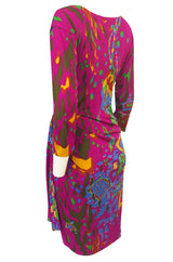 Spring 1991 Yves Saint Laurent Runway & Ad Campaign Printed Draped Dress