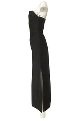 Minimalist 1990s Richard Tyler Couture Strapless Black Silk Dress