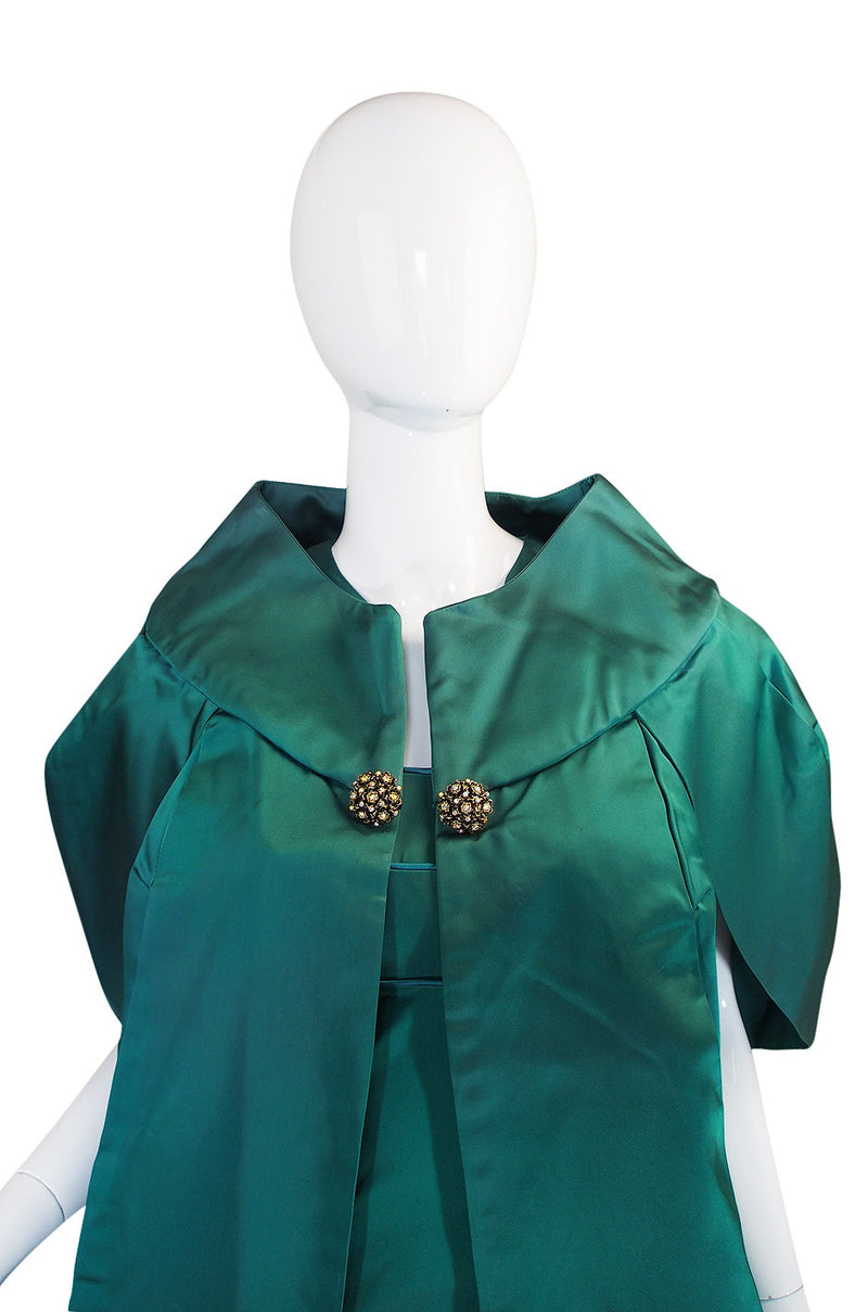1950s Green Sculptural Lilli Diamond Dress & Jacket