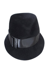 Superb 1960s Adolfo Black Fedora Hat