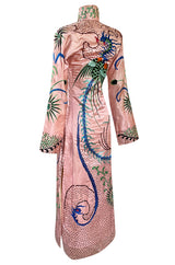Rare Antique / 1920s Hand Embroidered & Sequinned Pink Silk Cheongsam Textile Example Dress