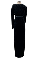 Documented Fall 1984 Christian Dior by Marc Bohan Runway Haute Couture Black Textured Velvet Dress