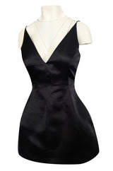 Fall 2014 Christian Dior by Raf Simons Micro Mini Black Silk Satin Dress