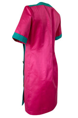 Spring 1993 Yves Saint Laurent Pink & Turquoise Enamel Button Dress