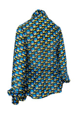 Rare 1960s Jeff Banks Novelty Swimmer Print Button Front Shirt Top