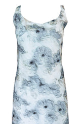 c.1963 Maggy Rouff Haute Couture Pale Metallic Blue Net & Ribbon Dress