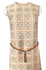 1960s Christian Dior Demi-Couture Peach & Metallic Gold Dress & Jacket