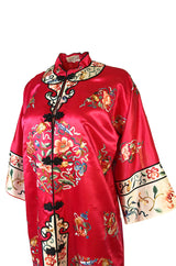Gorgeous 1940s Light Red Silk Embroidered Asian Evening Coat