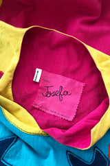 1960s Josefa Vibrant Pink and Primary Color Cotton Caftan Dress