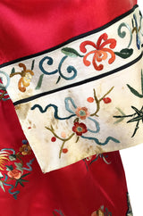 Gorgeous 1940s Light Red Silk Embroidered Asian Evening Coat