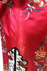 Gorgeous 1940s Light Red Silk Embroidered Asian Evening Coat