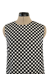 Rare Fall 1995 Gianni Versace Runway & Ad Campaign Black & White Check Shift Dress