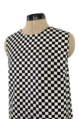 Rare Fall 1995 Gianni Versace Runway & Ad Campaign Black & White Check Shift Dress