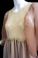 1970s Silk Chiffon Adolfo Petal Dress