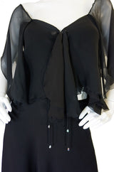 1970s Silk Chiffon Holly Harp Skirt & Top