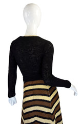 1970s Hand Loomed Striped Knit Maxi