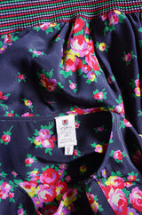 1970s Ungaro Floral Silk & Rib Finish Top