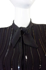 1940s Sequined Front Silk Crepe Top