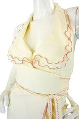 2001 Stephen Burrows Cream Wrap Dress
