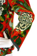 1970s Velvet Bird Print Silk Lined Jacket