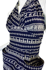 1950s Reindeer Embroidery Halter Dress