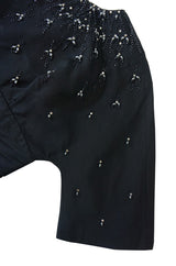 1950s Silk Beaded Cocktail Black Dress