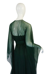 1970s Rare Halston Silk Chiffon Gown