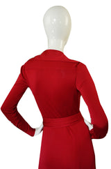1972 Custom Red Jersey Halston Dress