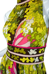 1970s Emilio Pucci Pink Pop Maxi Dress