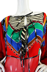 1970s Hand Painted & Metallic Silk Top